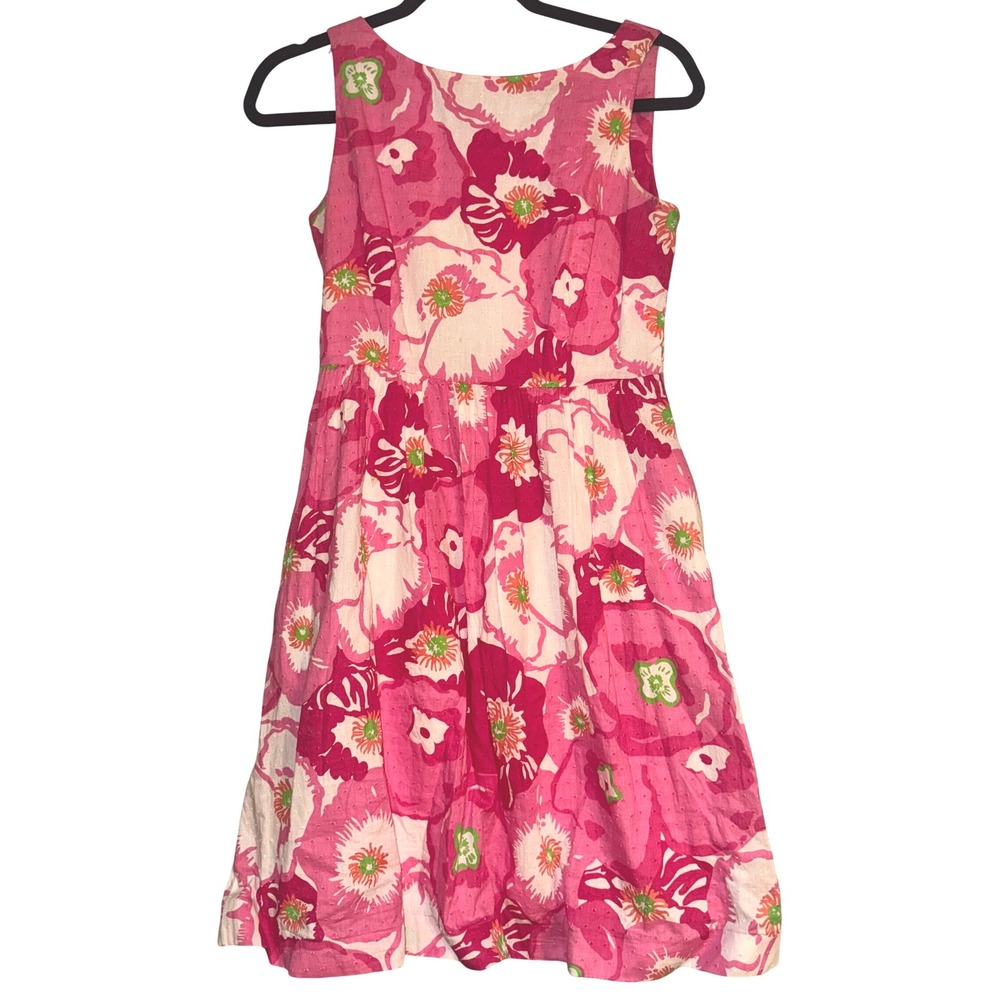 Lilly Pulitzer Pink Floral Sleeveless Cotton Dress Size 2